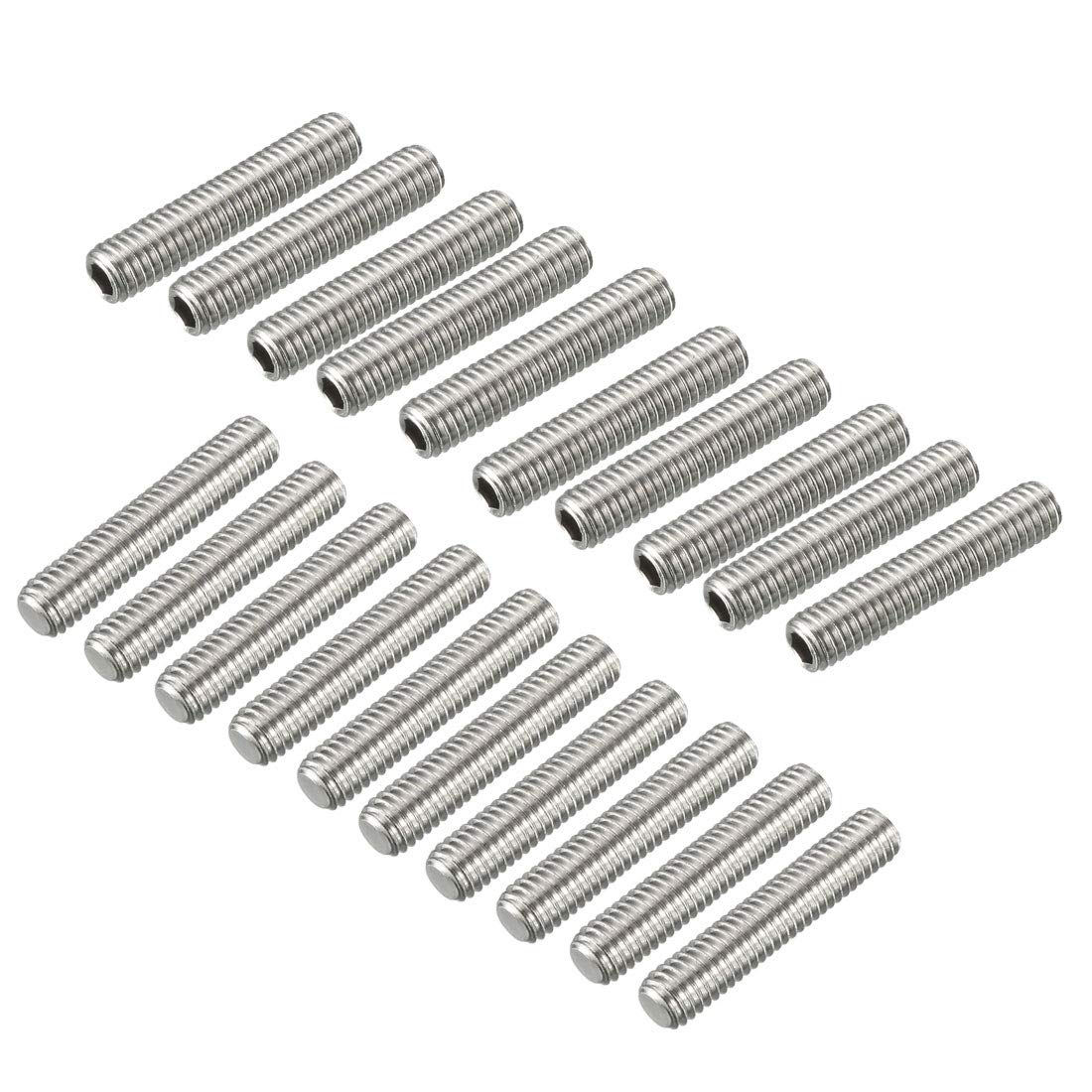 Sourcingmap M6 x 30mm Fully Male Threaded 304 Stainless Steel Rod Bar Studs 20 Pcs