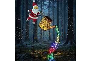 Christmas Santa Solar Kettle Lights, Outdoor Waterproof Garden Lawn Decorative Lights, Solar LED Santa Claus Ornament with Ir