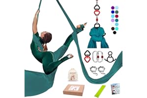 IONTACH Aerial Silks Yoga Swing Set Equipment - 11 Yards Aerial Yoga Hammock kit, Low-stretch fabrics for Beginner Dance, Full Accessories