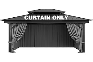 Pakunoda Gazebo Curtain Replacement Universal 4-Panel Sidewalls 12' X 16', Outdoor Privacy Curtains with Double Zipper, Replacement for Patio, Outdoor Canopy, Garden, and Backyard (Curtain Only)