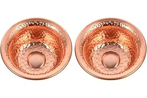 CIMAXIC 2pcs Pure Copper Temple Water Cups 7cm Hand-Hammered Buddhist Offering Bowls for Home Décor