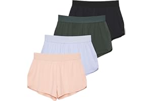 Real Essentials 4 Pack: Girls Athletic Performance Running Shorts with Drawstring & Pockets