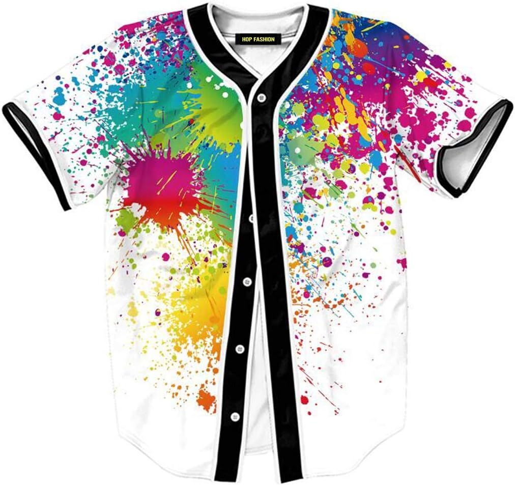 HOP FASHION Unisex Baseball Jersey Short Sleeve 3D Print Tees