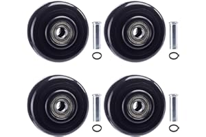 KIJOEERICA 3 Inch Caster Wheels, 4 PCS Heavy Duty PU Board Caster, Black Cart Dolly Wheels Replacement for Platform Trucks up to 264 LBS/ 120 KG with 3/8" Axle