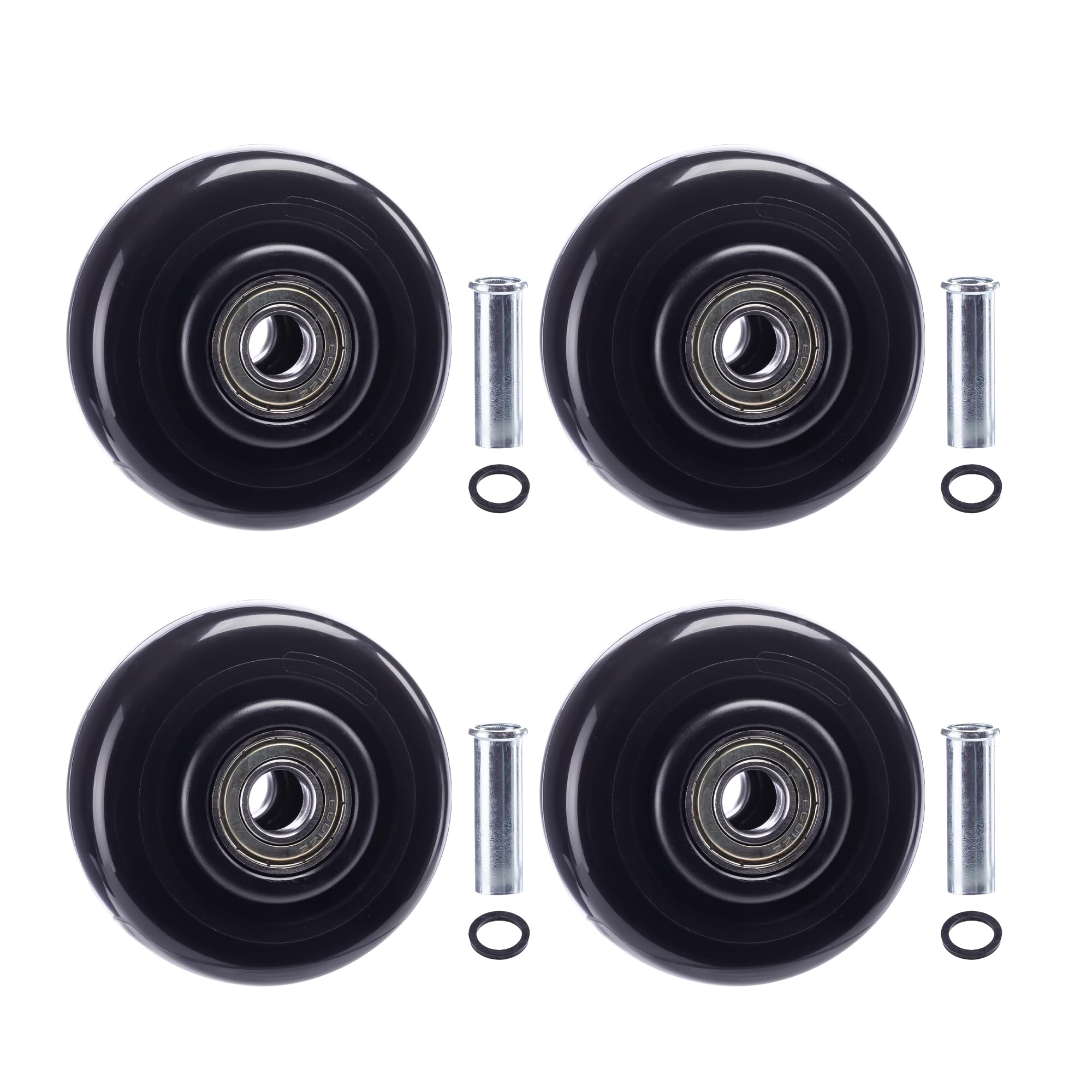 Photo 1 of 3 Inch Caster Wheels, 4 PCS Heavy Duty PU Board Caster, Black Cart Dolly Wheels Replacement for Platform Trucks up to 264 LBS/ 120 KG with 3/8" Axle