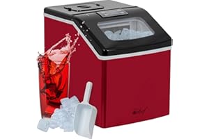 Deco Chef 40LB Countertop Ice Maker for Home, Office, Bars, and Parties, Makes Extra Large Cubes, 2.4 lb of Ice Every 15-20 Minutes, Self Cleaning, LCD Status Indicator, Adjustable Cube Size, Red