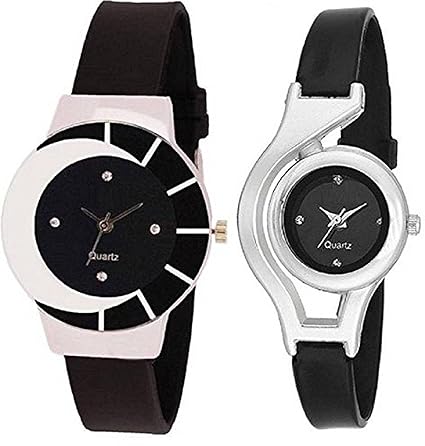 XFORIA Analogue Blue & Golden Dial Leather Men's and Women's Couple Watch (XF234) - Pack of 2
