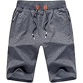JustSun Mens Shorts Casual Sports with Elastic Waist Zipper Pockets