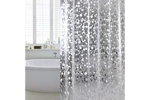 WELTRXE EVA Shower Curtain Liner Waterproof, Plastic Clear Pebble Shower Curtain Liner, No Odor Shower Liner, Heavy Duty Show