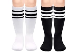 SARFEL Kids Soccer Socks Toddler Soccer Socks Girls Boys Soccer Socks Kids Tube Socks with Stripes Toddler Knee High Socks
