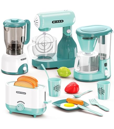 Conjunto De Utensilios De Cocina Infantil,Juguete De Accesorios De Rol De  Cocina Con Cafetera,Licuadora, Batidora,Tostadora Con Luces Y Sonidos