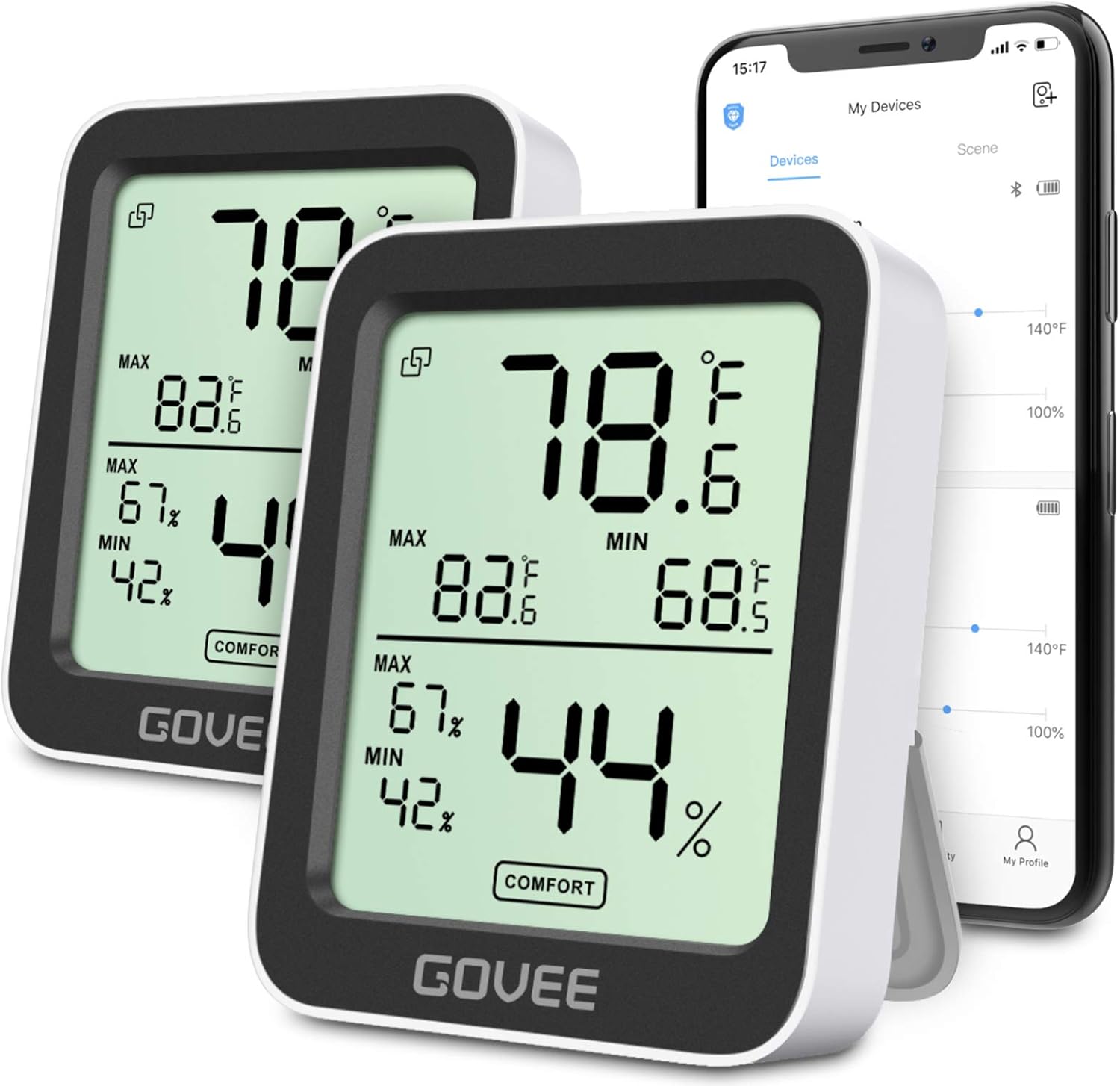 Govee Temperature Humidity Monitor 2 Pack, Indoor Bluetooth Temperature