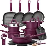 CAROTE 31pcs Pots and Pans Set, Nonstick Cookware Set | Induction Kitchen Set, Durable Coating, Easy Clean, Fit All Stovetops, Even Heating, Purple