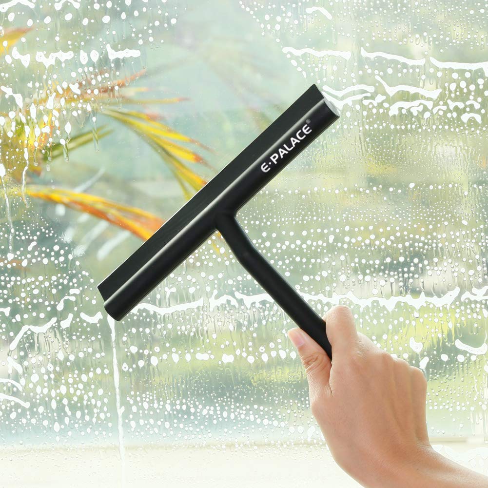 E.Palace All-in-one Sillicone Squeegee for Shower, Window and Car Glass and Kitchen.with Hook - Black