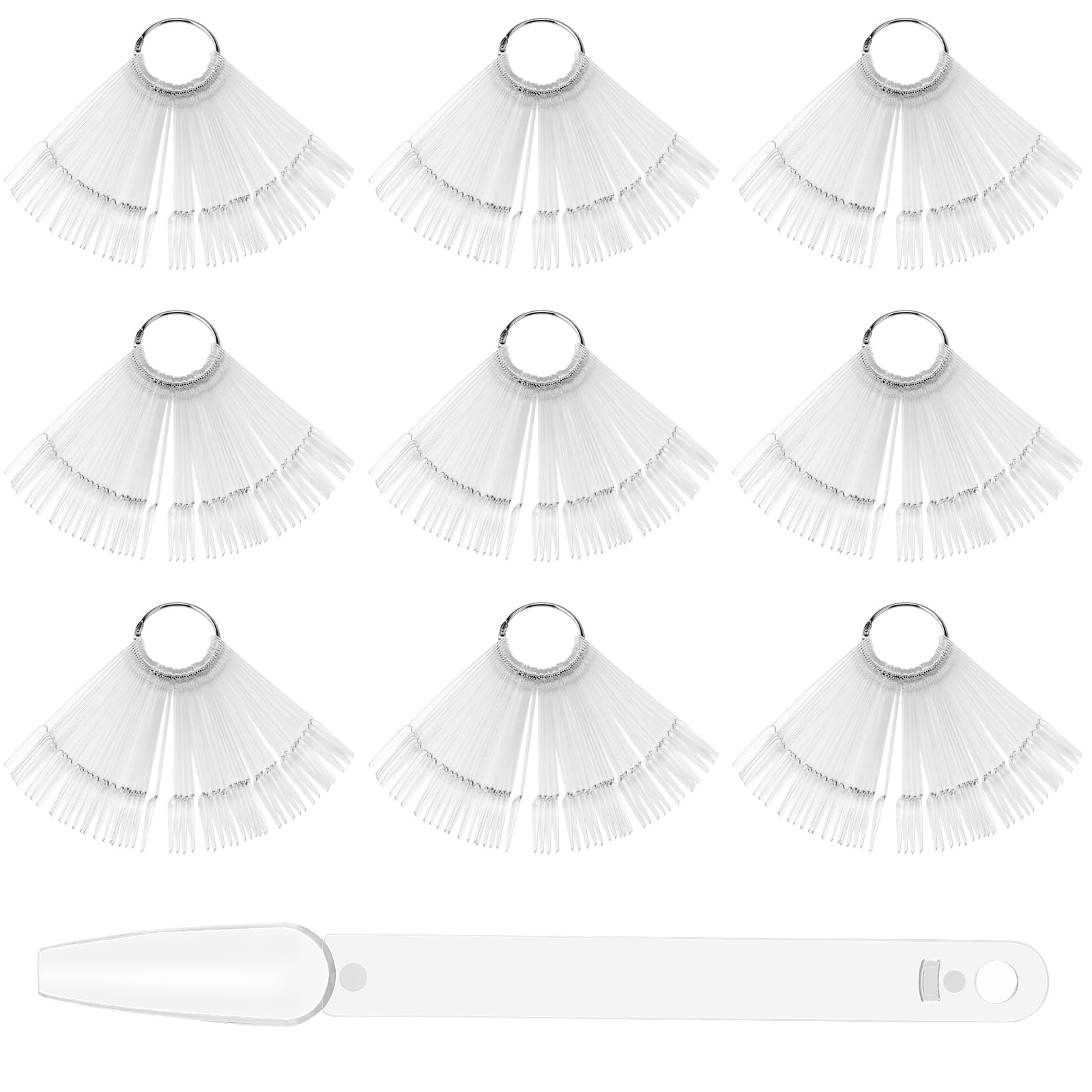 HEIYUET Pack of 450 Nail Art Tips Ring Stick, Nail Polish Display Ring, Nail Polish Colour Card Tip Shape, Transparent Nail Tips Display, Nail Art Display Presentation for Practice DIY Nail Art Design