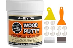 A-HEYIDA Wood Filler, Wood Putty - Wood Filler Paintable, Stainable, Wood Repair Putty for Wood Cracks and Holes on any Wooden Floor Furniture, Hardwood Scratch Repair Kit - 9.87 Ounce White Wood Filler