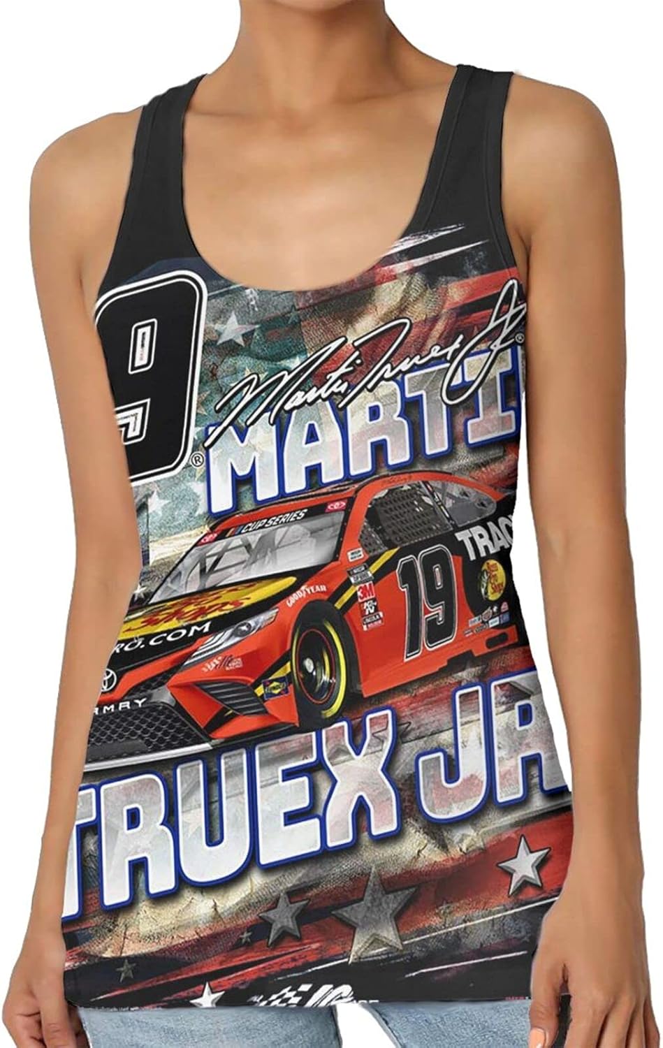Martin Truex Jr 2021 Bass Pro Old Glory #19 Women Slim-Fit Tank Tops T Shirt 3D Print Xx-Large 
