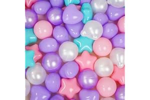 TRENDPLAY Ball Pit Balls Star Bear Heart Shape for Toddlers 100 Count, Plastic Toy Balls for Boys Girls