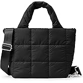 KALIDI Quilted Tote Bag Small Puffer Crossbody Bag for Women Lightweight Nylon Puffy Shoulder Handbag with Adjustable Strap