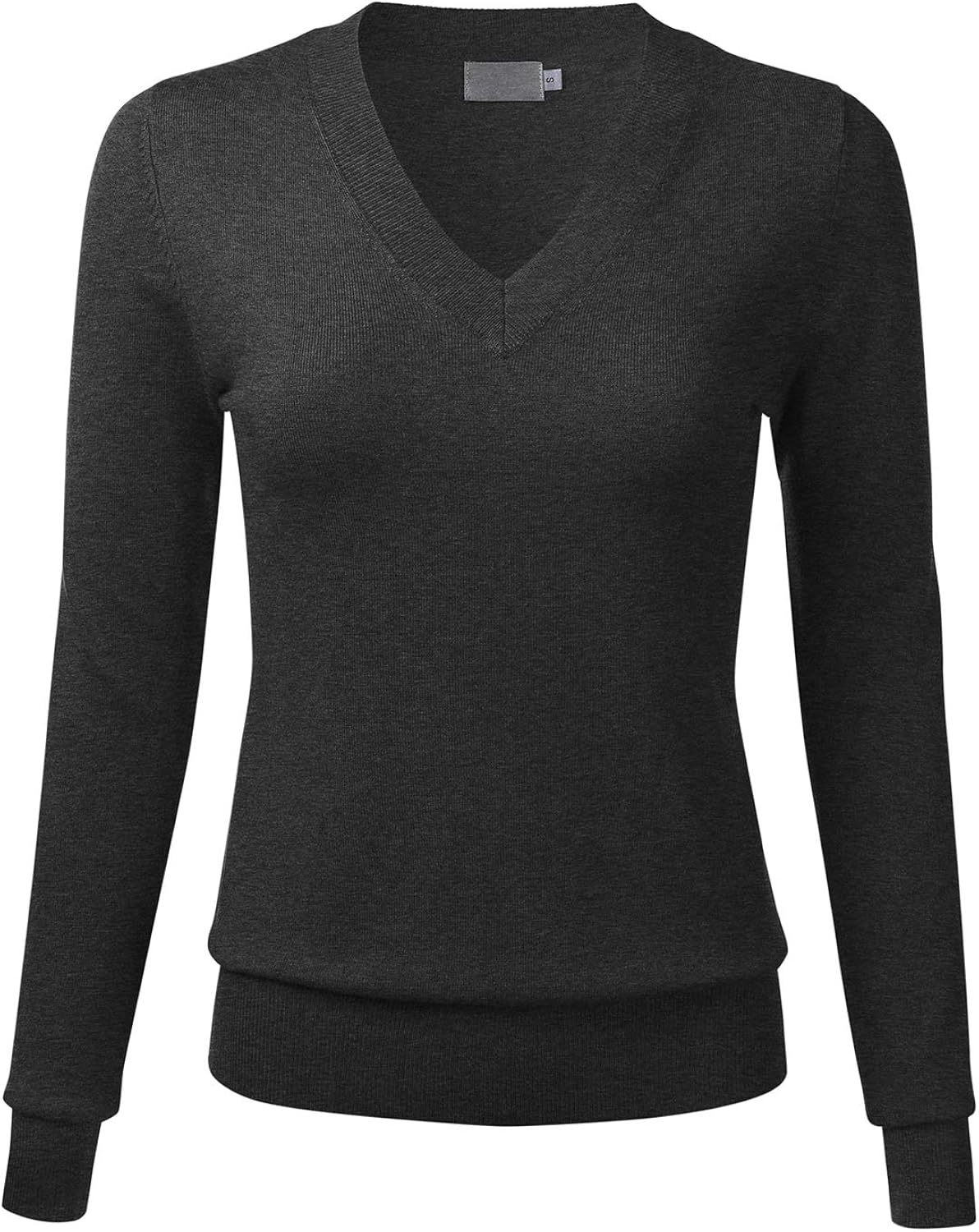 FLORIA Women's Soft Basic Thick V-Neck Pullover Long Sleeve Knit Sweater (S-XL)