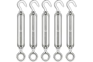 CHRORINE 5 Pcs Turnbuckle Wire Tensioner M5 Adjustable Turnbuckle Stainless Steel Hook Eye Rope Cable Tension