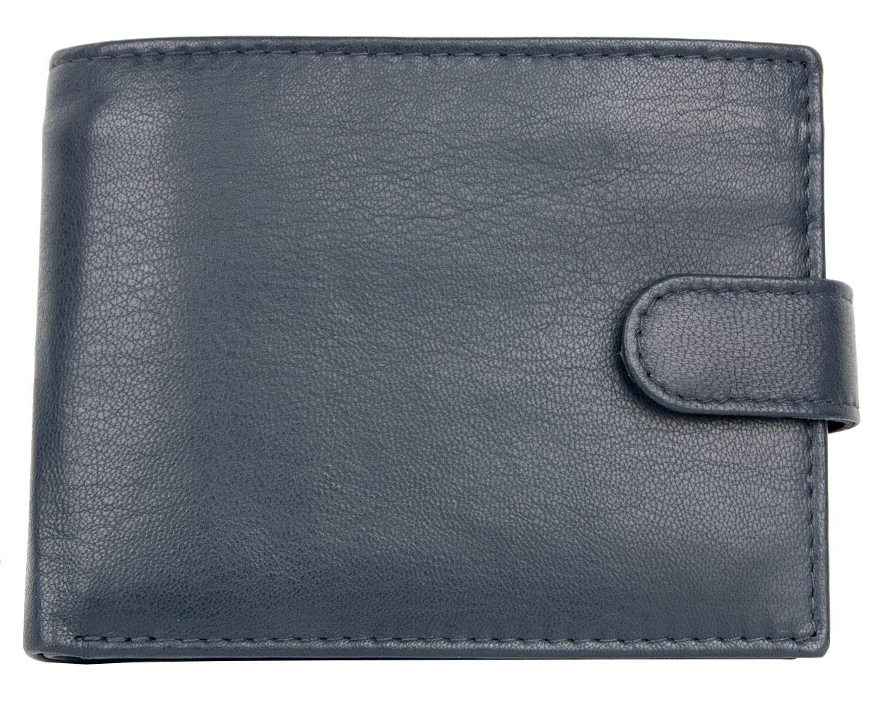 FLW Corsi Grey-Blue Tri-Fold Genuine Leather Wallet Without Logos Or Markings