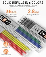 Nicpro Deep Hole Marker Pencil Set 5 Carpenter Pencils 41 Refills view 5