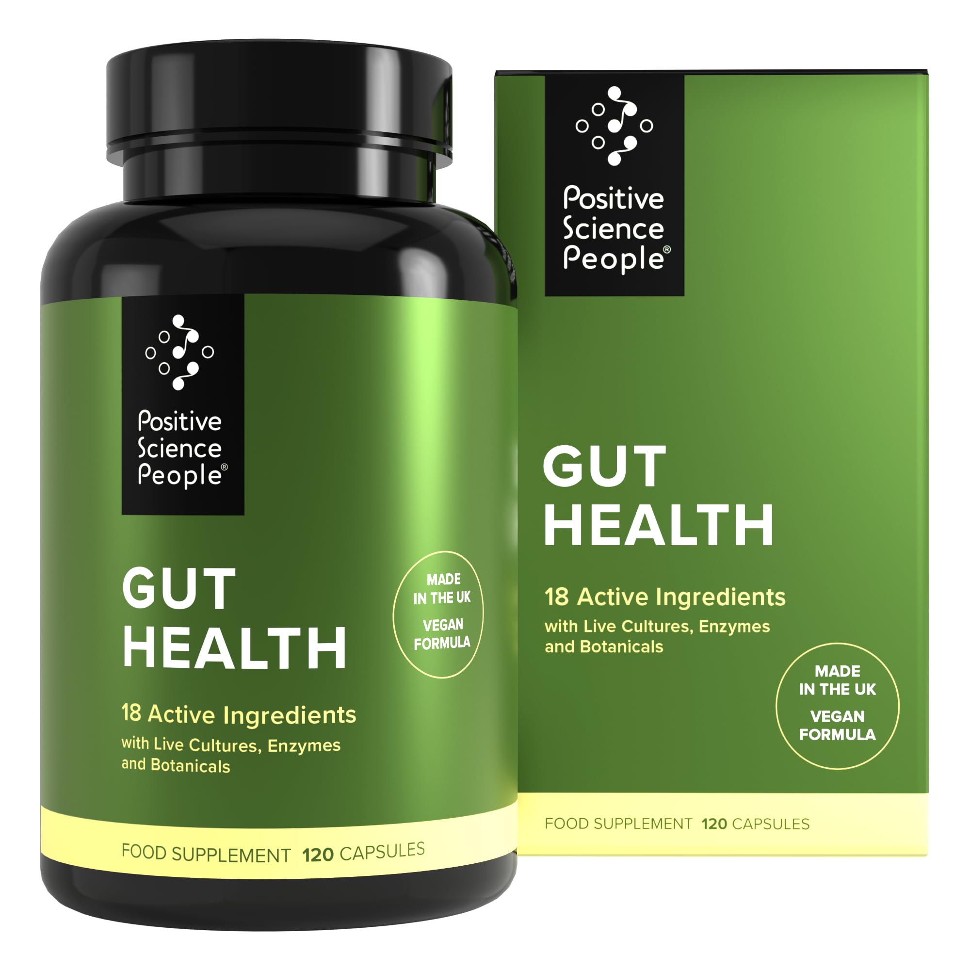 Gut Health Capsules with Probiotics, Prebiotics, Digestive Enzymes, Lactobacillus & Soothing Herbs - Vegan Gut Cleanse, Repair & Detox Supplement for Digestion - 120 Capsules, 30 Day Supply