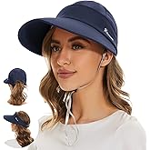 Sun Hats for Women UV Protection Wide Brim 2 in 1 Zip-Off Visor Summer Beach Womens Packable Golf Hat