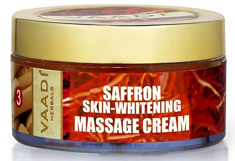 Vaadi Herbals Saffron Skin Whitening Massage Cream, Basil Oil and Shea Butter, 50g