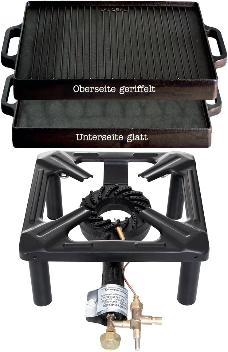 Hob without Safety Pilot Set with 5 Cast Grill Plate 32 x 32 CM, klein