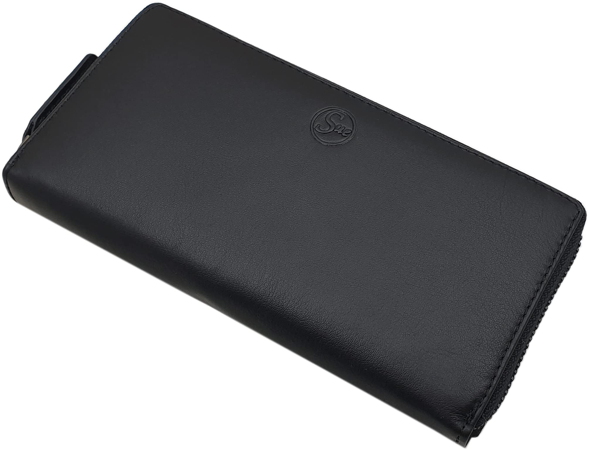 Large Cowhide Nappa Leather Women's Wallet with RFID and NFC Protection in Black