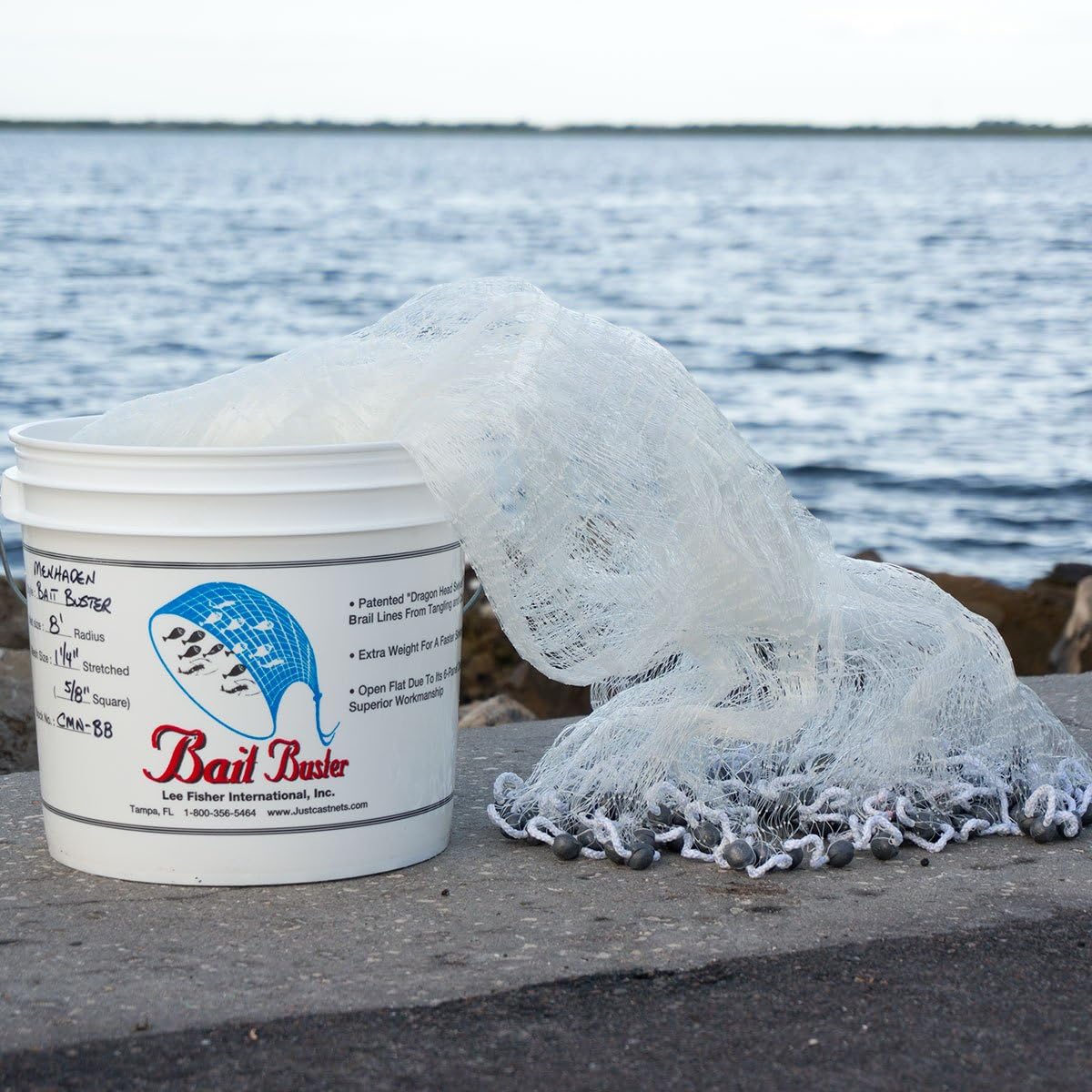 Bait Buster Cast Net 5/8" Sq. Mesh Menhaden