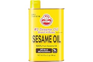 OTTOGI 100% Pure Premium Roasted Sesame Oil, Toasted to Perfection, Traditional Korean Style Oil, 500ml (16.90 fl oz)