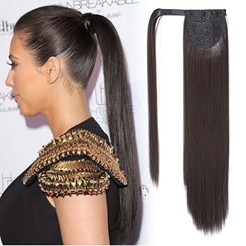 Long Straight Wrapped Around Ponytail Extension For Woman 24 Inch