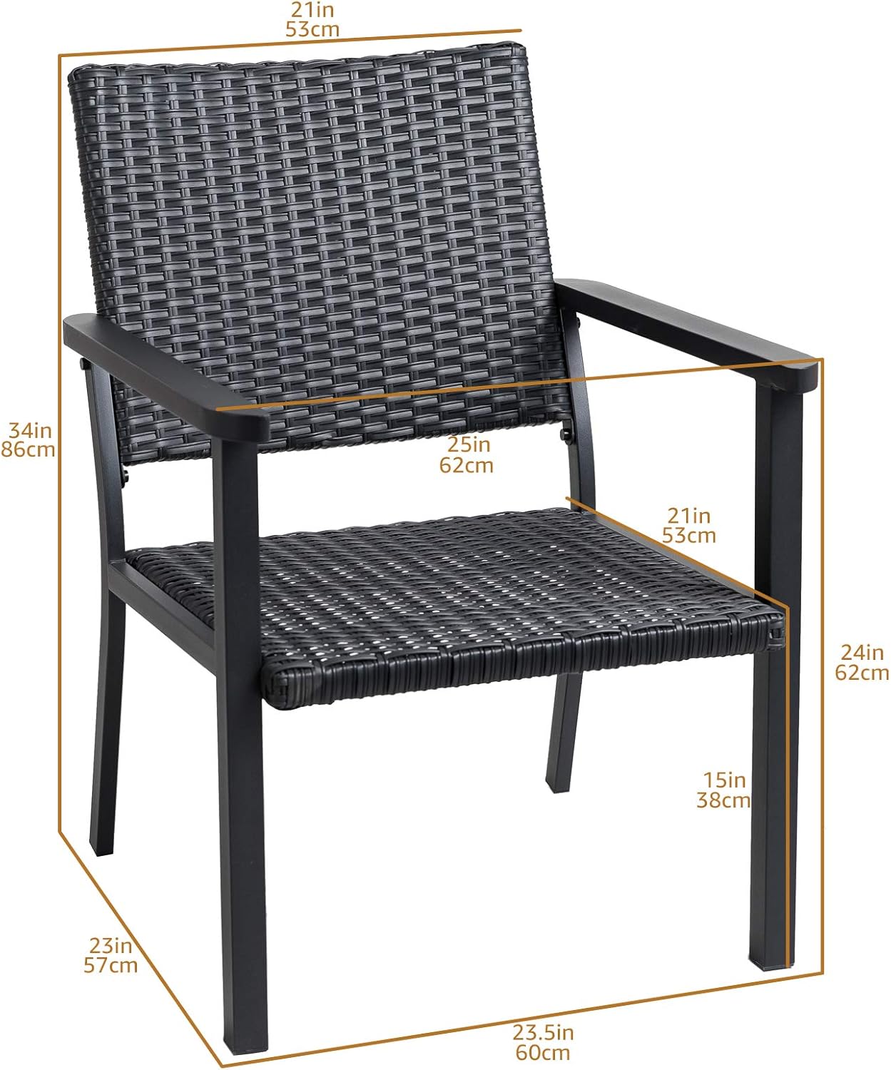 C-Hopetree Patio Lounge Chair for All Weather Outdoor use with Hand Woven Black Wicker and Frame: Kitchen & Dining
