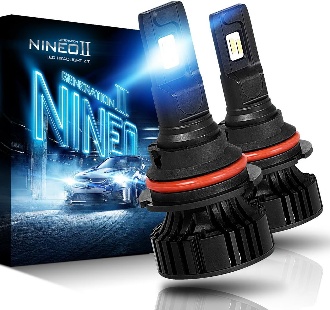 NINEO 9004 LED Headlight Bulbs,20000LM HB1 LED Bulbs Extremely Bright 6500K Cool White All-in-One Conversion Kits-360 Degree Adjustable Beam Angle - Pack of 2