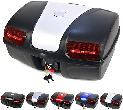 Amazon Ag 86 容量47l リアボックス パール ホワイト 着脱も簡単 オシャレなデザインで頑丈 大容量 汎用タイプ キャリア取付用 Ledストップランプ 背もたれパット 付き バイク バイクボックス パニアケース トップケース リアケーストップケースバイク トップボックス