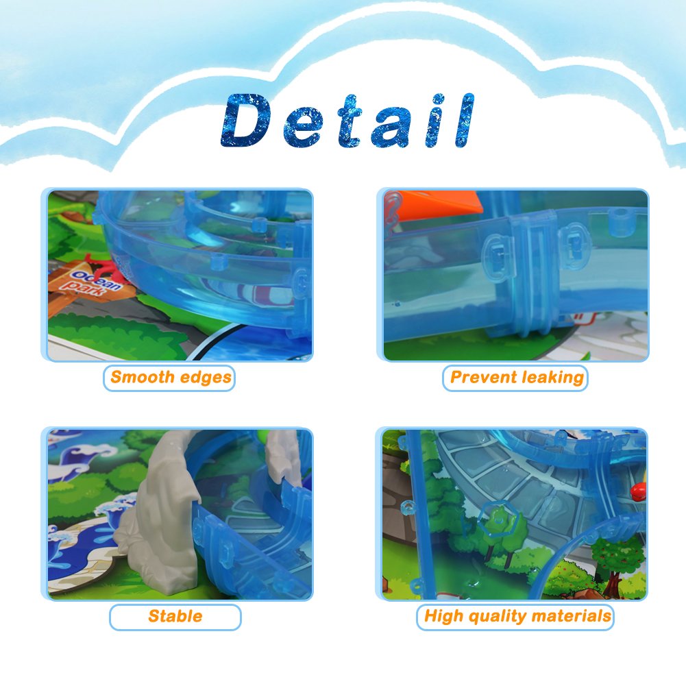 Water Play Table Toy Fishing Game Splash Waterpark with Accessories and Music Shine for Kids 3+, 30*29*17cm, Small Size