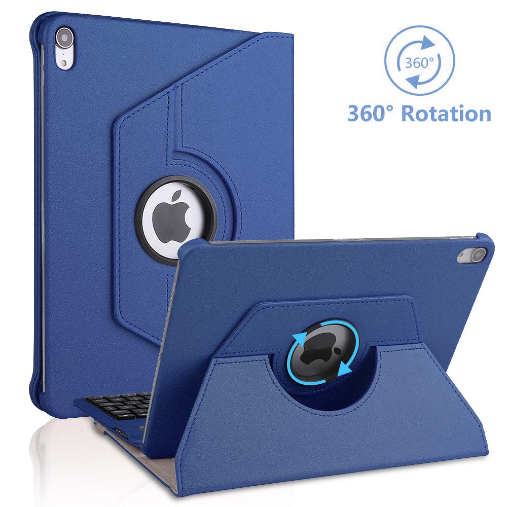 Keyboard Case iPad Pro 11 inch (A1980, A2013, A1934) [Support Apple Pencil Charging] - 360 Rotating - Detachable Keyboard - PU Leather Stand - iPad Pro 11 Keyboard Case, (Blue, 11 inch)