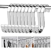 HTBMALL 10 Pack Flat S Hooks - Stainless Steel Heavy Duty 3inch S Hooks for Hanging pots, Pans, Plants, Coffee Mugs, Towels in Kitchen and Bathroom, Coat, Bag, Work Shop, Perfect Rack Hooks