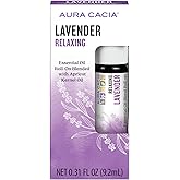 Aura Cacia Aromatherapy Roll-On, Lavender - Pre-Blended Essential Oils in Apricot Kernel Carrier Oil for a Relaxing and Soothing On-the-Go Experience | 0.31 Fl Oz (Pack of 1)