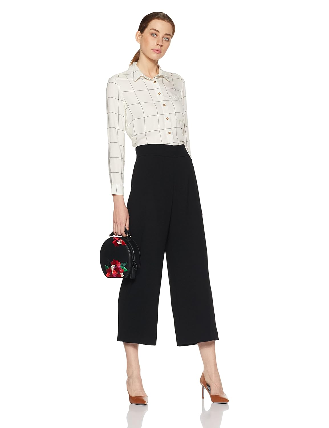 marks & spencer women's checkered regular fit shirt