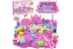 BEIREG Unicorn Sensory Bin Sand Kit - 155 Pcs with 3lbs Sand, 9 Castle & 8 Unicorn Molds, 12 Tools, Tactile Sensory Fillers for Girls Age 4-9 Gifts