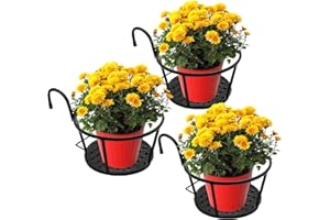 NILICAN Wrought Iron Hanging Basket Flower Pot Rack Iron Fence Flower Pot Assembly Rack is Perfect for Courtyard Balcony Porc