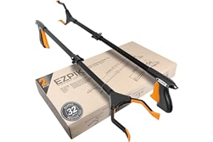 2 x EZPIK® 32" Folding Reacher Grabber Pickup Tool - Grabbers for Elderly Grab It Reaching Tool Heavy Duty - Standard Size Trash Picker Upper Tool - Grabber Tool Reacher Tool Heavy Duty (2 Pack)