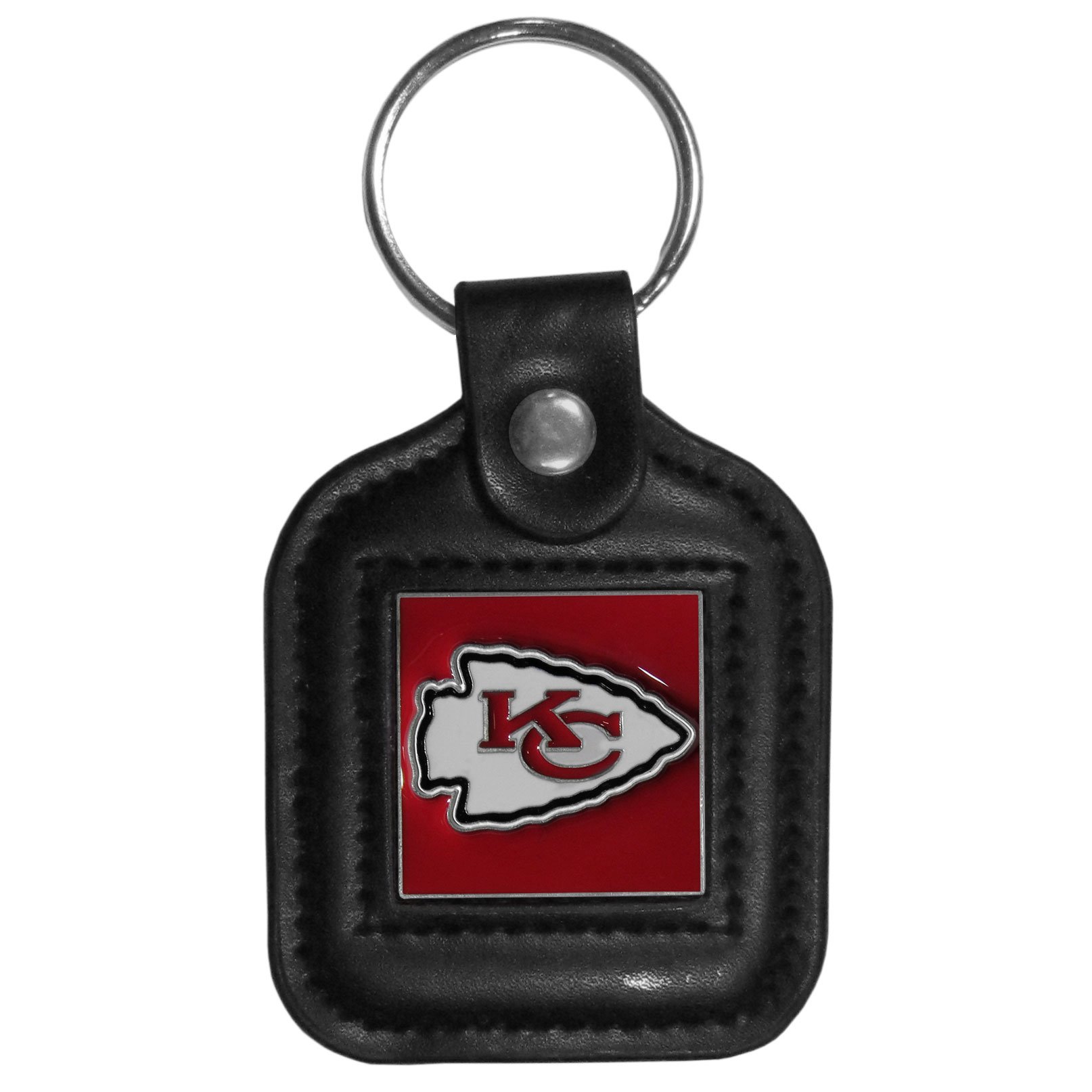 Siskiyou NFL Sports Fan Shop Kansas City Chiefs Square Leather Key Chain One Size Black