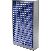 biosp 100 Drawer Parts Cabinet, Bolt and Nut Tool Storage Cabinet | Heavy Duty Bolt Bins, ABS Drawers with Labels &amp; Dividers, For Garage Workshop Hardware Organizer, Grey