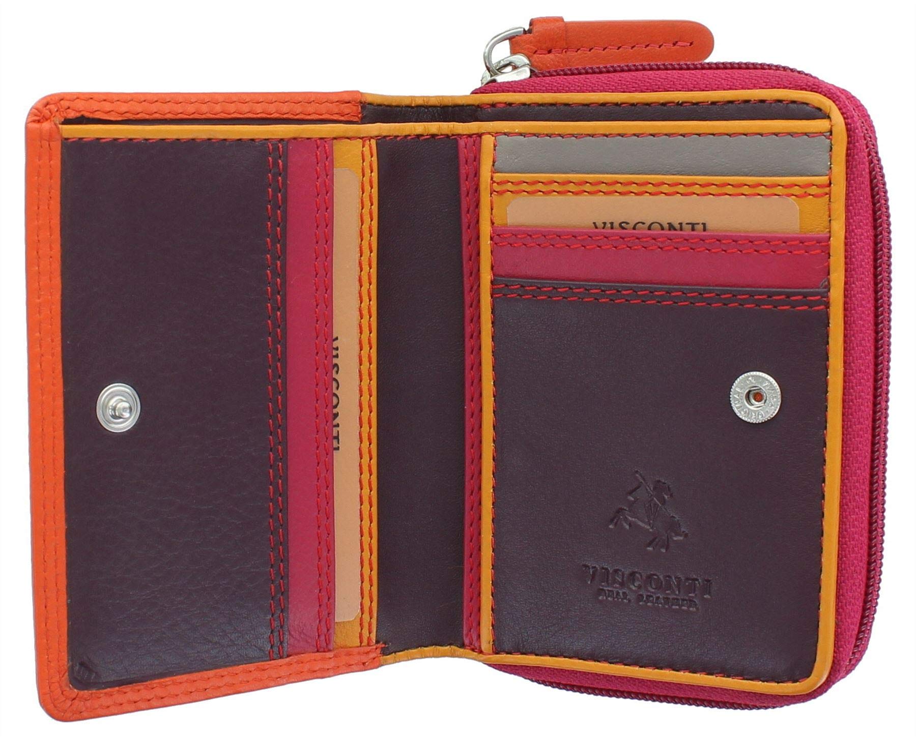 VISCONTI Rainbow Leather Ladies Purse Style RFID Blocking RB53 Orange Multi