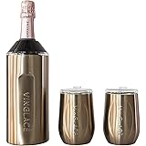 Vinglacé Gift Set - Bottle Insulator Chiller with 2 Stemless Wine Glasses - Great Gift Ideas for Wine and Champagne Lovers (C